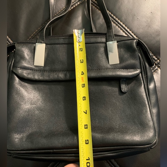 Strada Black Leather BAG Double Handle, Lots of Pockets - Picture 4 of 9